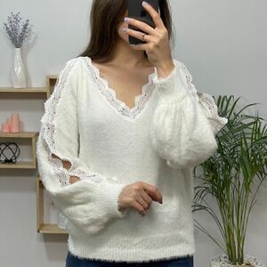 Sweet Lovely by Jen Fuzzy Lace Sweater